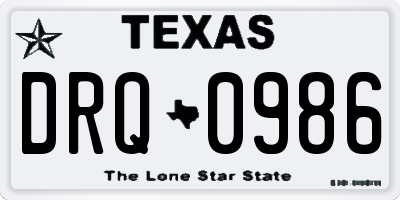 TX license plate DRQ0986