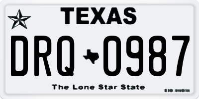 TX license plate DRQ0987