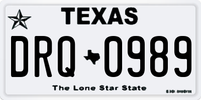 TX license plate DRQ0989