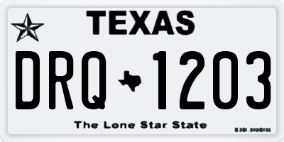 TX license plate DRQ1203