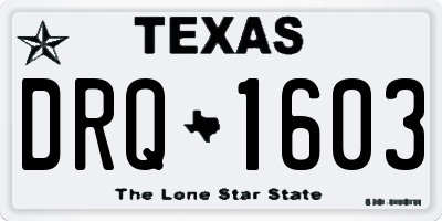 TX license plate DRQ1603