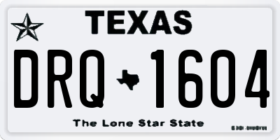 TX license plate DRQ1604