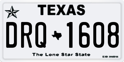 TX license plate DRQ1608