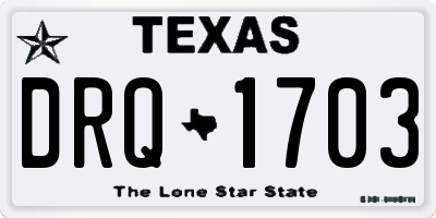 TX license plate DRQ1703