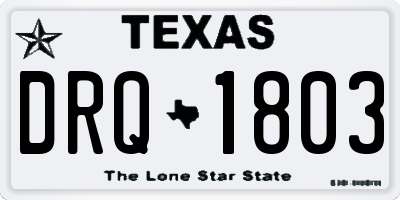 TX license plate DRQ1803