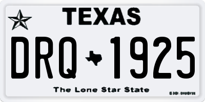 TX license plate DRQ1925