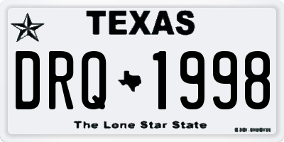 TX license plate DRQ1998