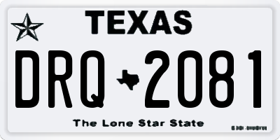 TX license plate DRQ2081