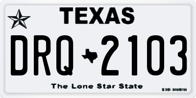 TX license plate DRQ2103