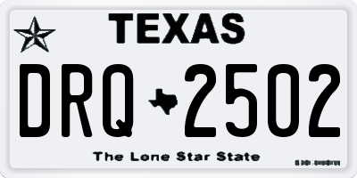 TX license plate DRQ2502