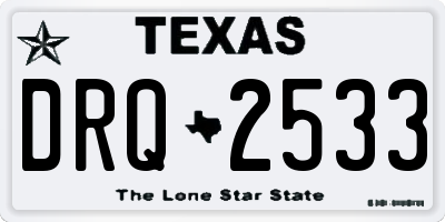 TX license plate DRQ2533