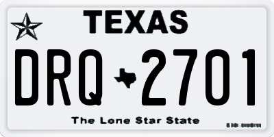 TX license plate DRQ2701