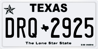 TX license plate DRQ2925