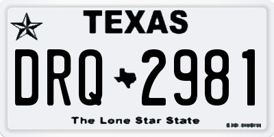 TX license plate DRQ2981
