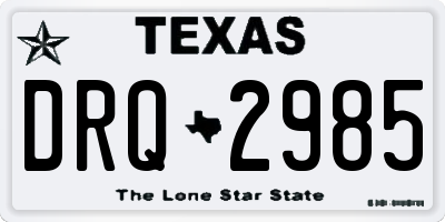 TX license plate DRQ2985