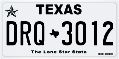 TX license plate DRQ3012