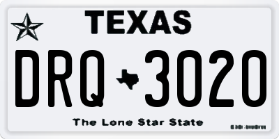 TX license plate DRQ3020