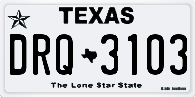 TX license plate DRQ3103