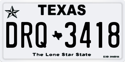 TX license plate DRQ3418