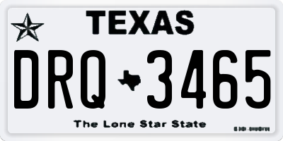 TX license plate DRQ3465