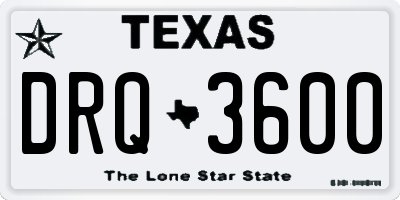 TX license plate DRQ3600