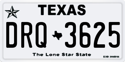 TX license plate DRQ3625