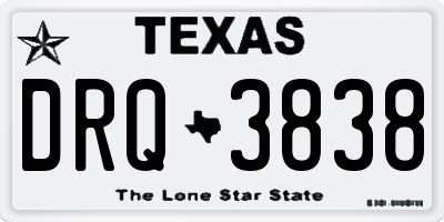 TX license plate DRQ3838