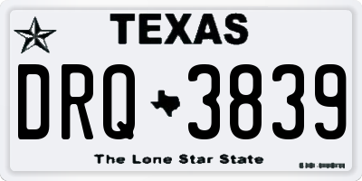 TX license plate DRQ3839