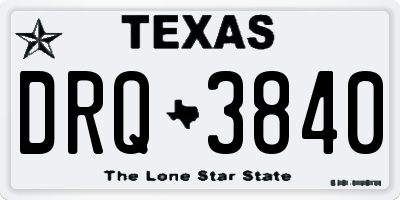 TX license plate DRQ3840