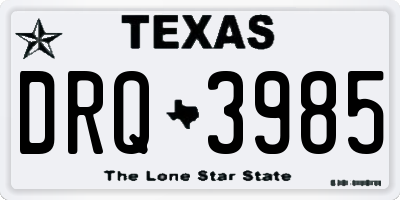 TX license plate DRQ3985