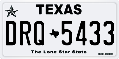 TX license plate DRQ5433