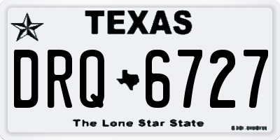 TX license plate DRQ6727