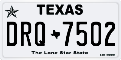 TX license plate DRQ7502