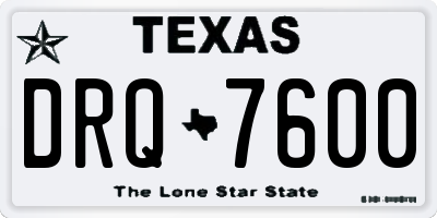 TX license plate DRQ7600
