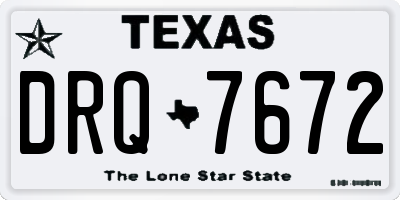 TX license plate DRQ7672