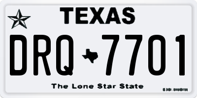 TX license plate DRQ7701