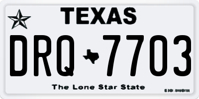 TX license plate DRQ7703