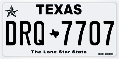 TX license plate DRQ7707
