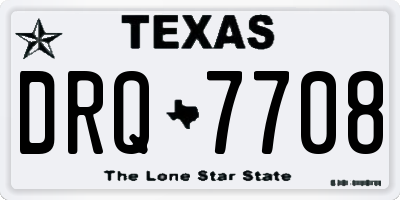TX license plate DRQ7708