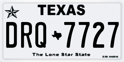TX license plate DRQ7727