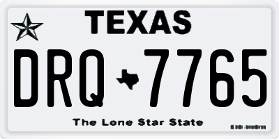 TX license plate DRQ7765