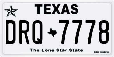 TX license plate DRQ7778