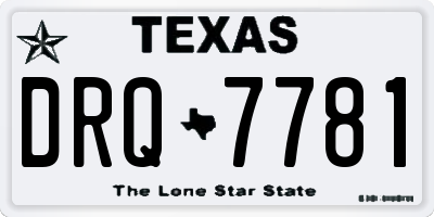 TX license plate DRQ7781