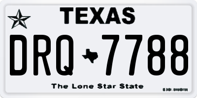 TX license plate DRQ7788