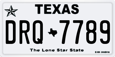 TX license plate DRQ7789