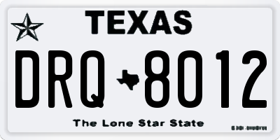 TX license plate DRQ8012