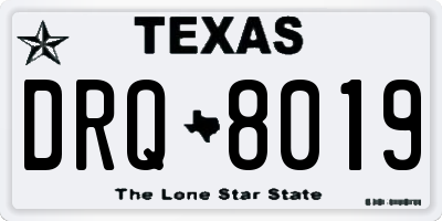 TX license plate DRQ8019