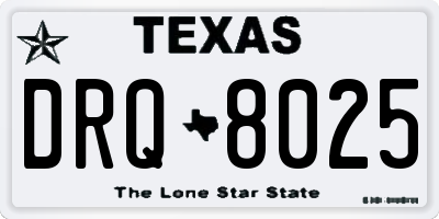 TX license plate DRQ8025
