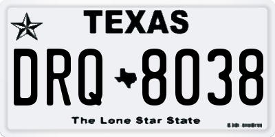 TX license plate DRQ8038