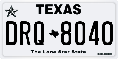 TX license plate DRQ8040